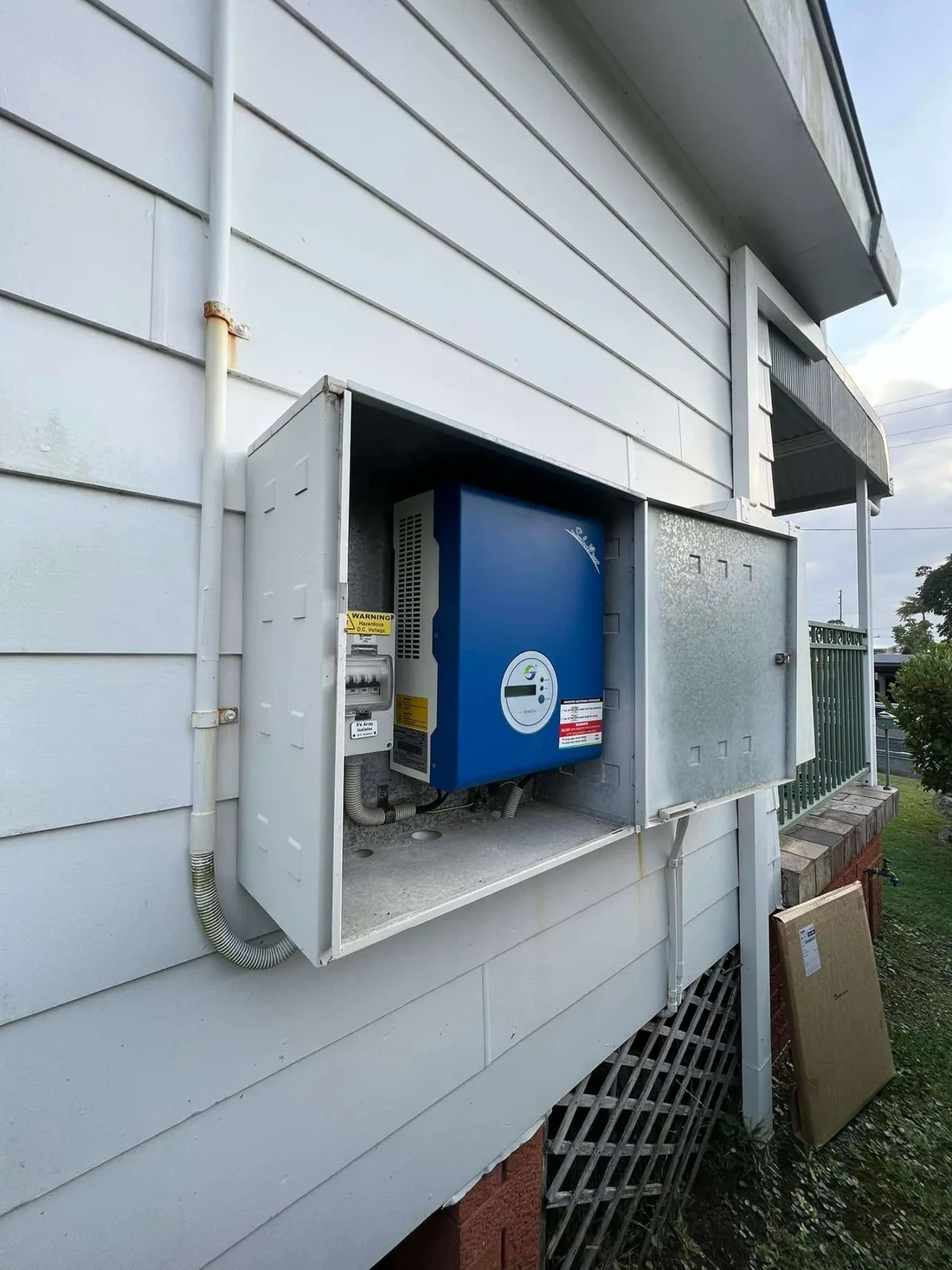 Meter box open on the wall