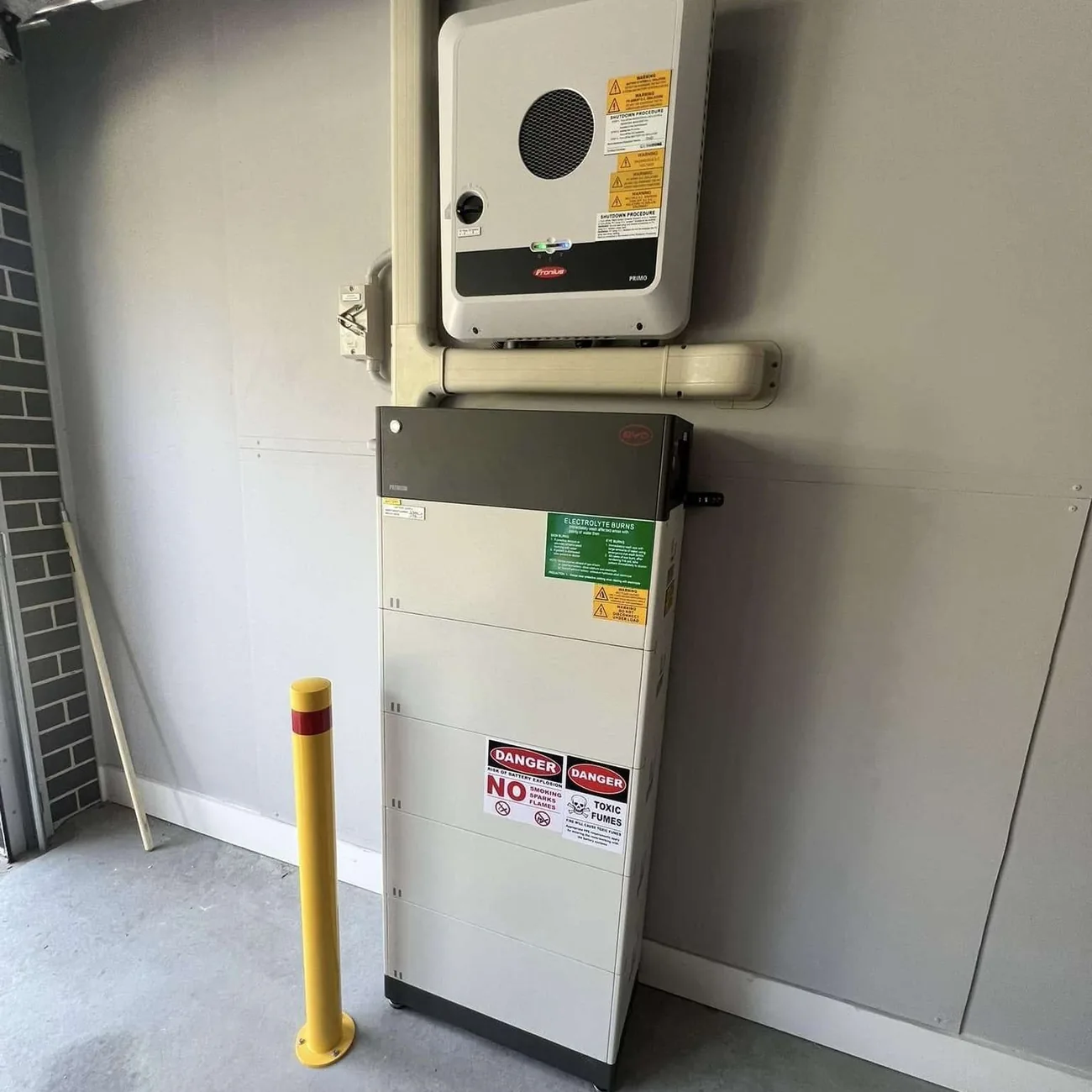 Supply equipment installed against the wall