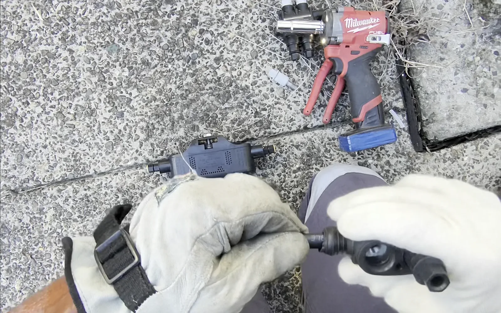 Venux electrician carrying out electrical service connection work