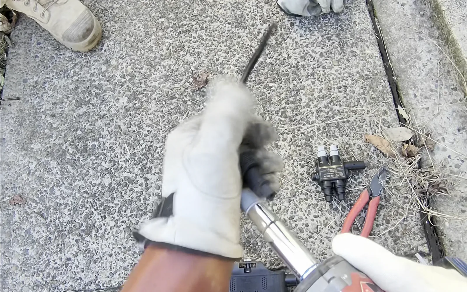 Venux electrician carrying out electrical service connection work