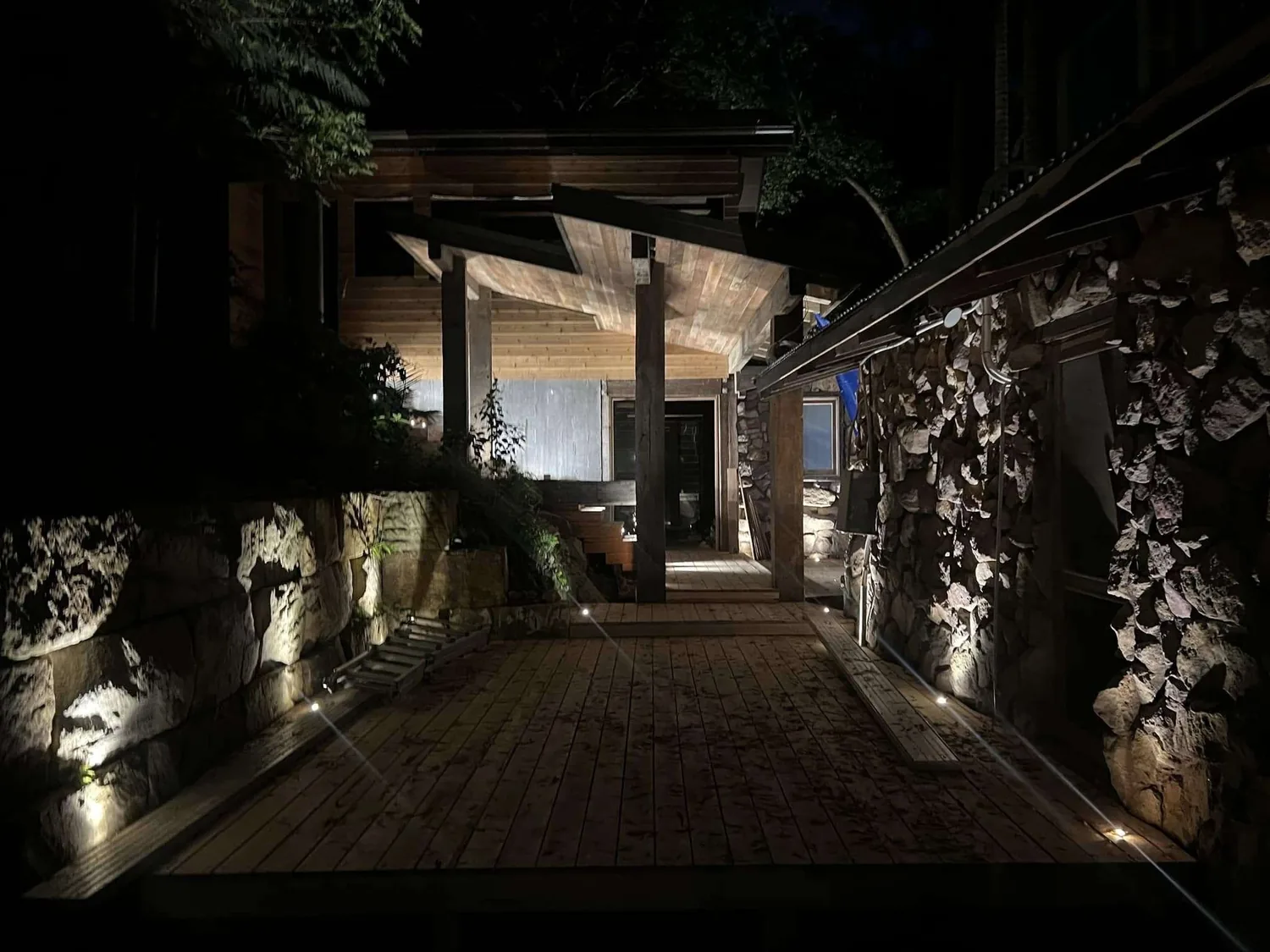 Garden and path lighting after dark