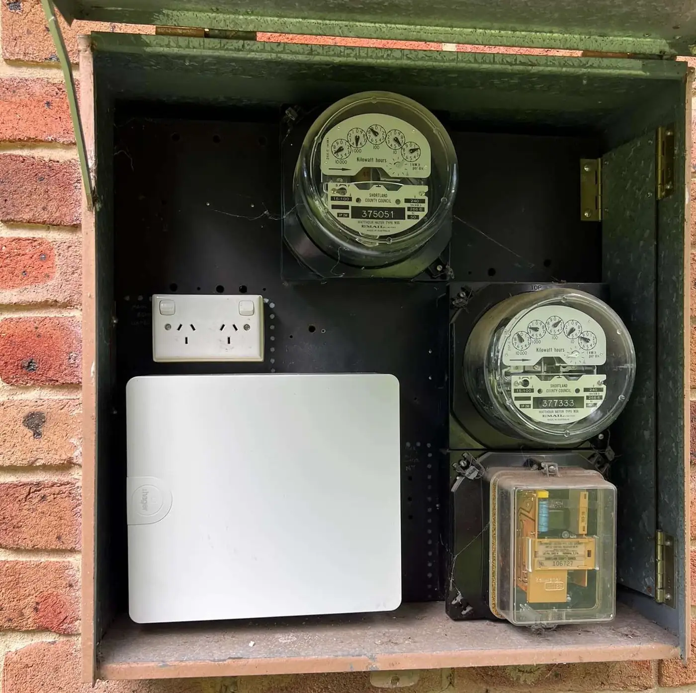 Old meters beside the new install