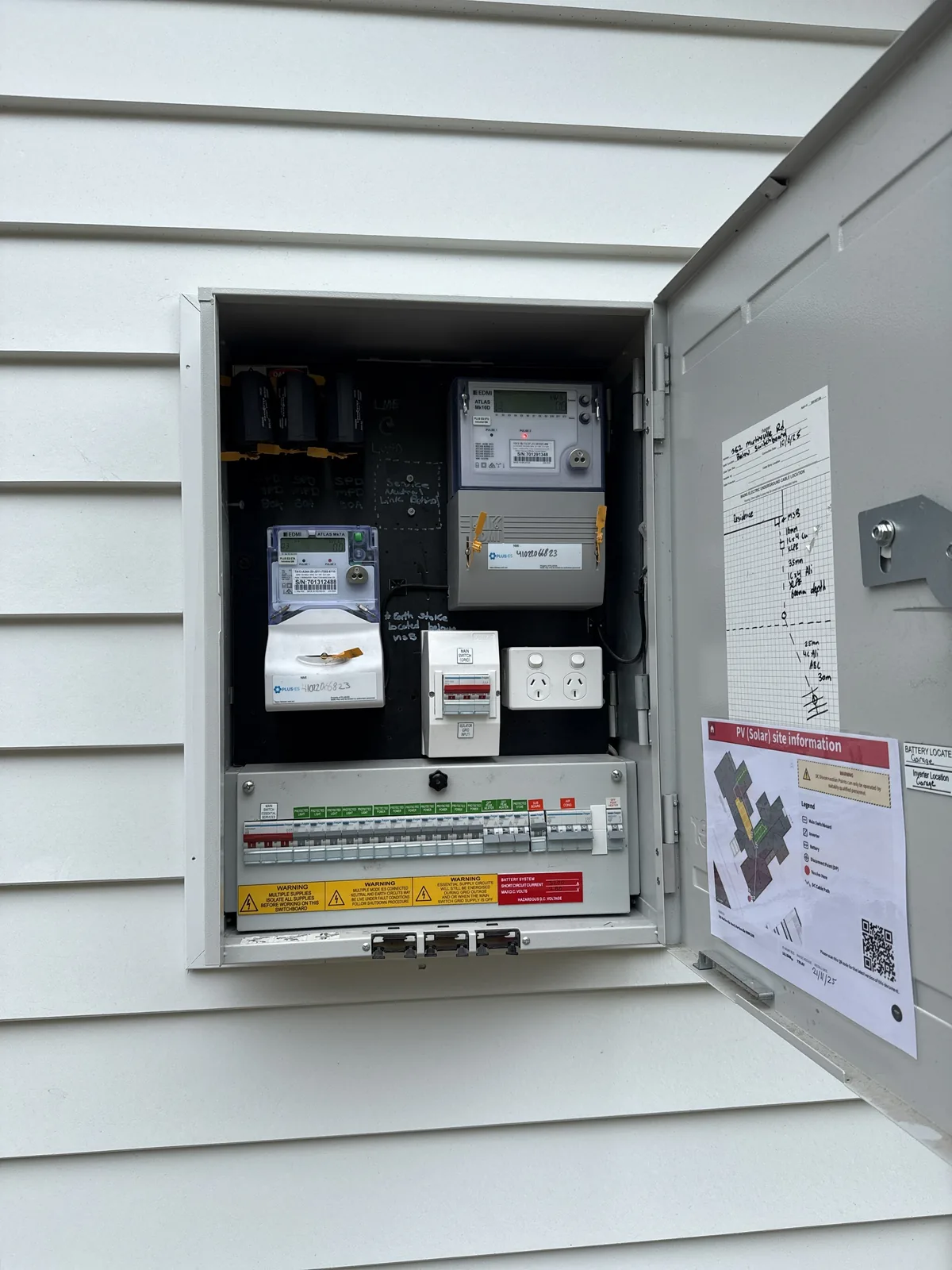 Meter box open on the wall