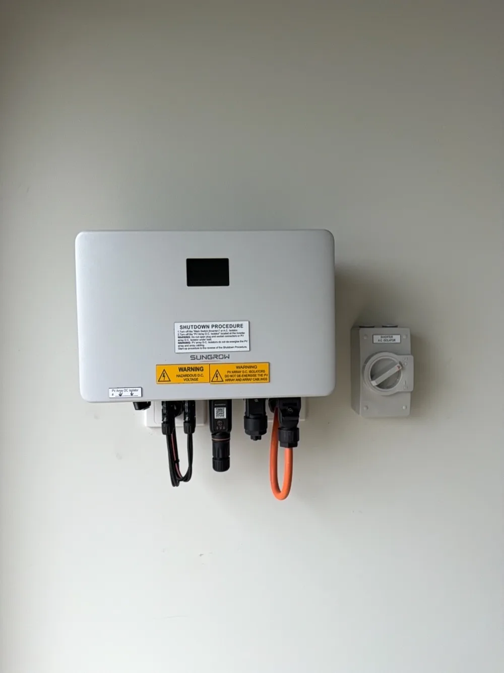 Inverter and isolator beside the metering