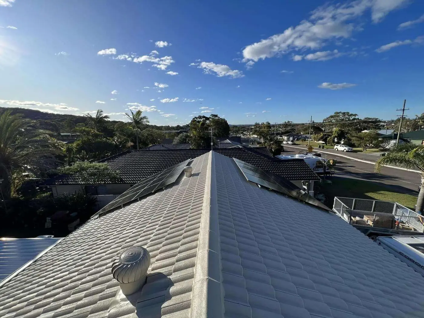 Service lines running above the roofline