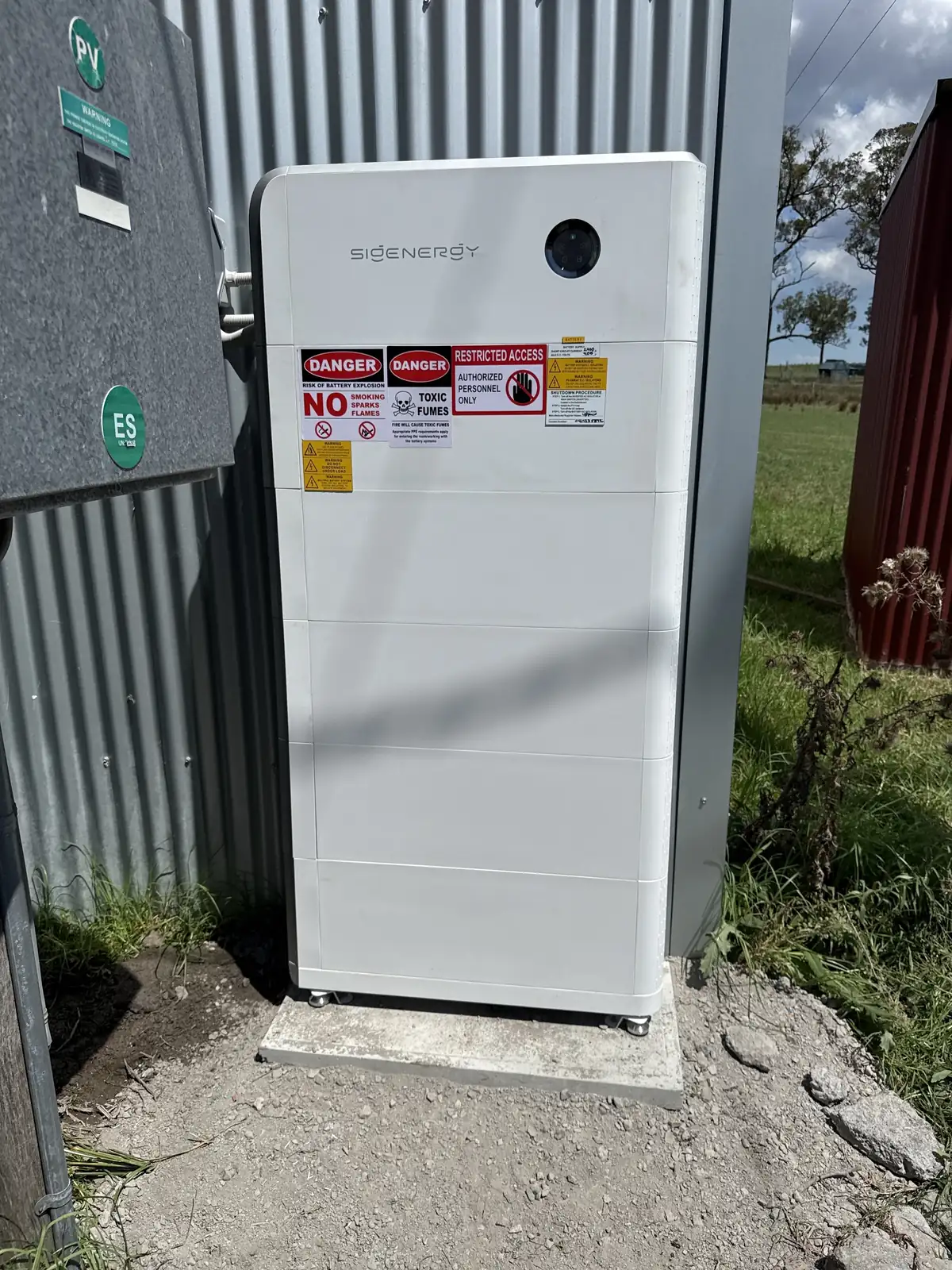 Outdoor battery against the shed
