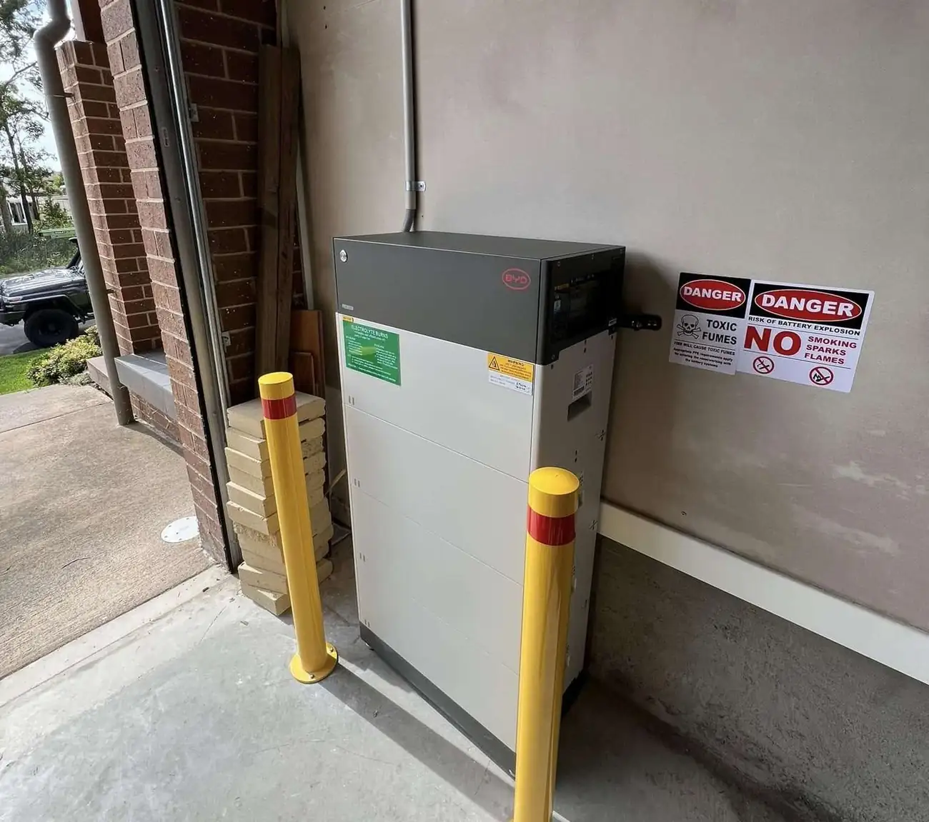 Commercial cabinet with bollard protection