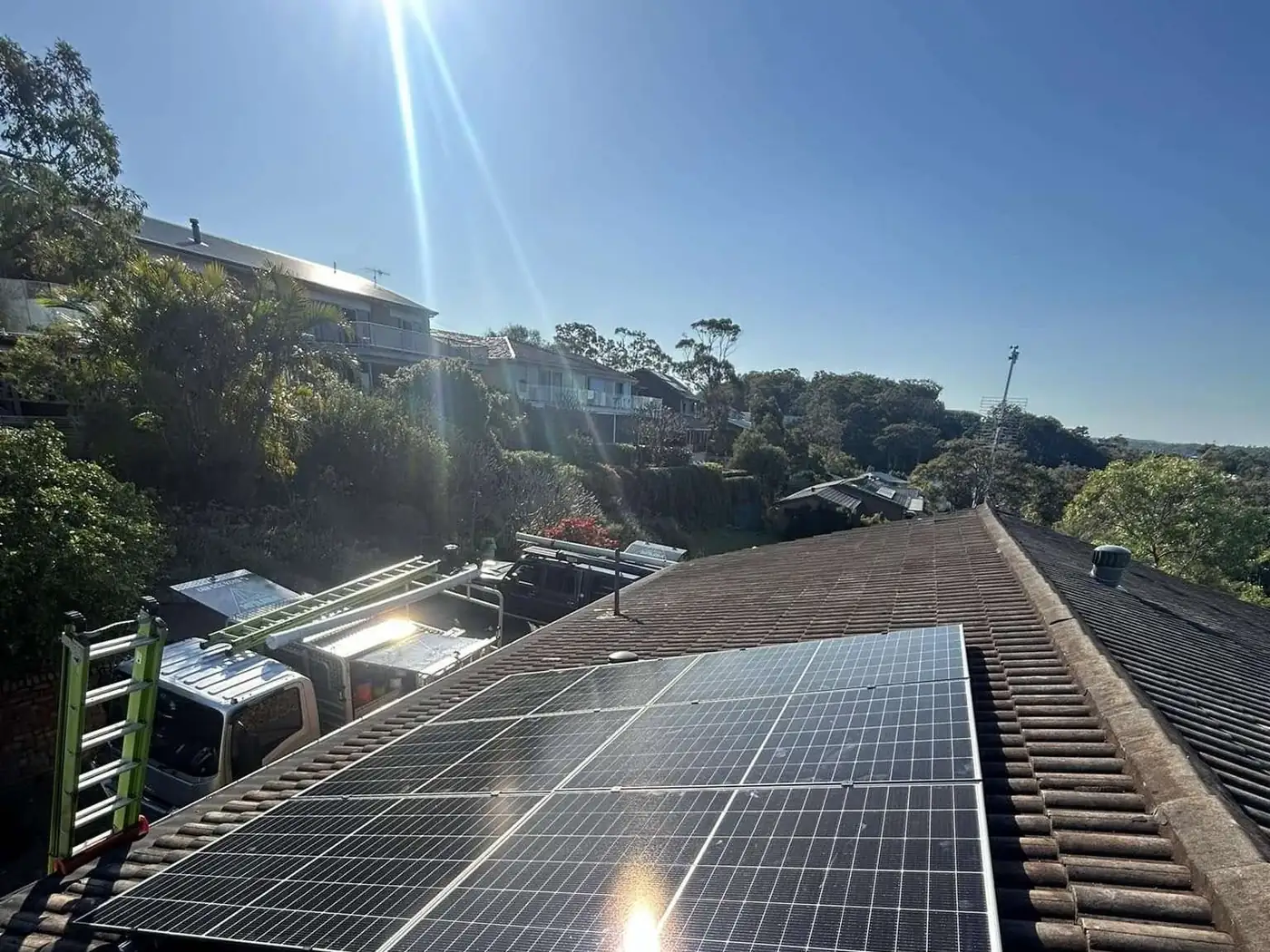 Array on a roof above the water