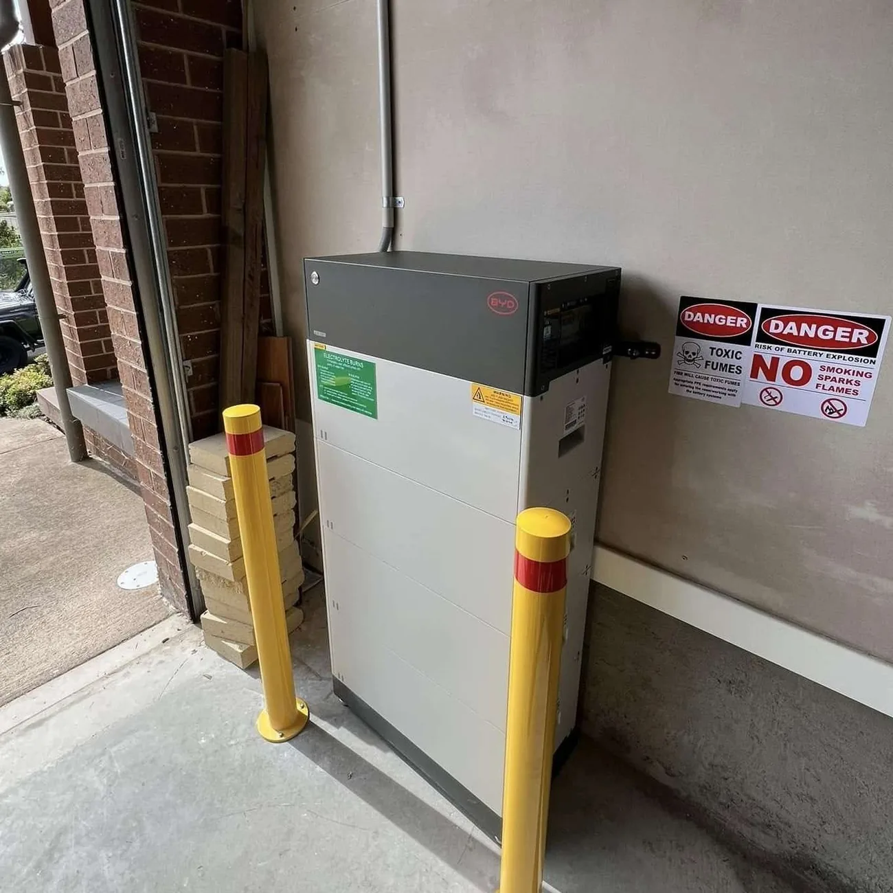 Supply equipment on site with the protection posts in