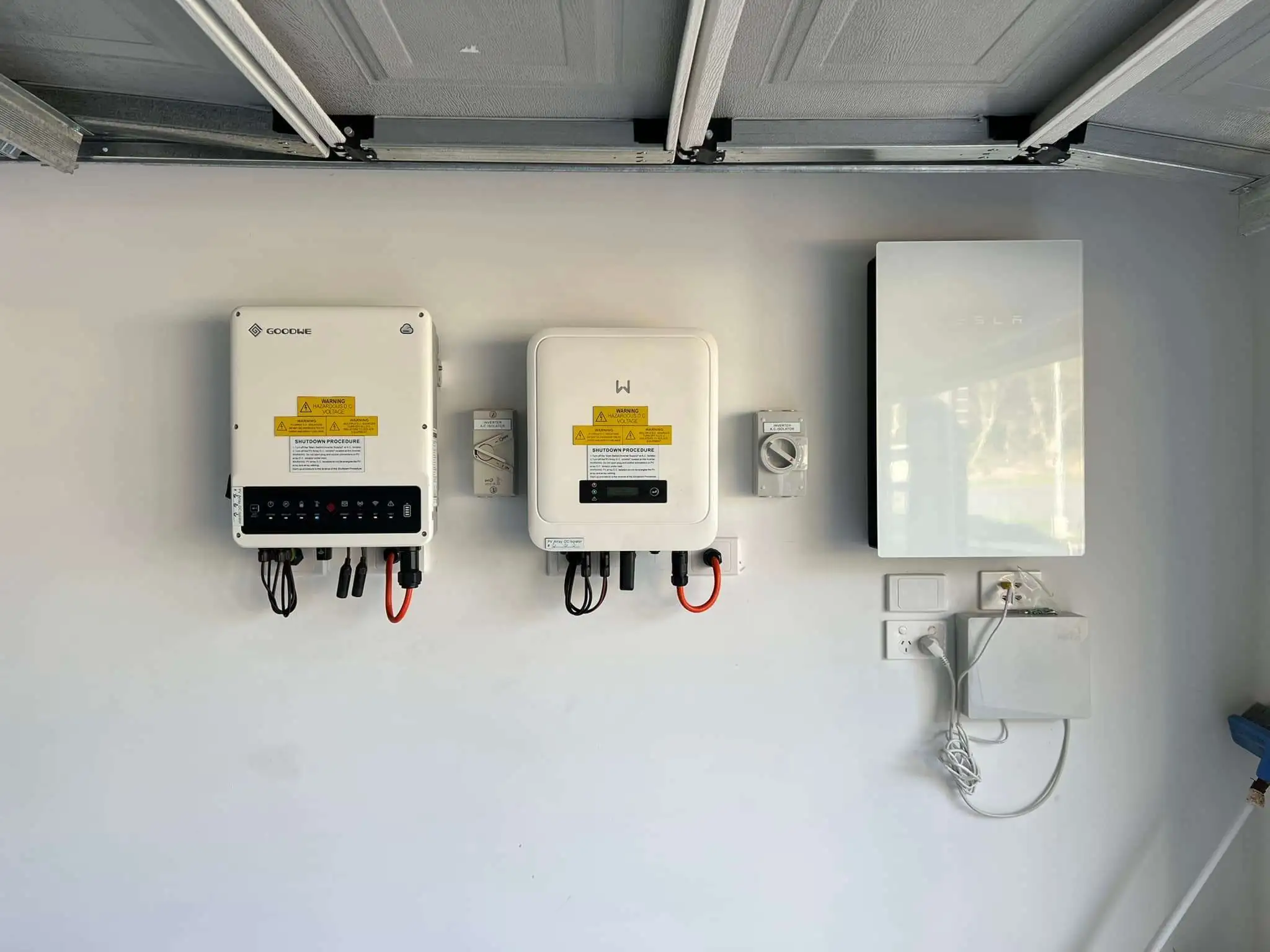 Inverter & battery wall · garage install by Venux Electrical