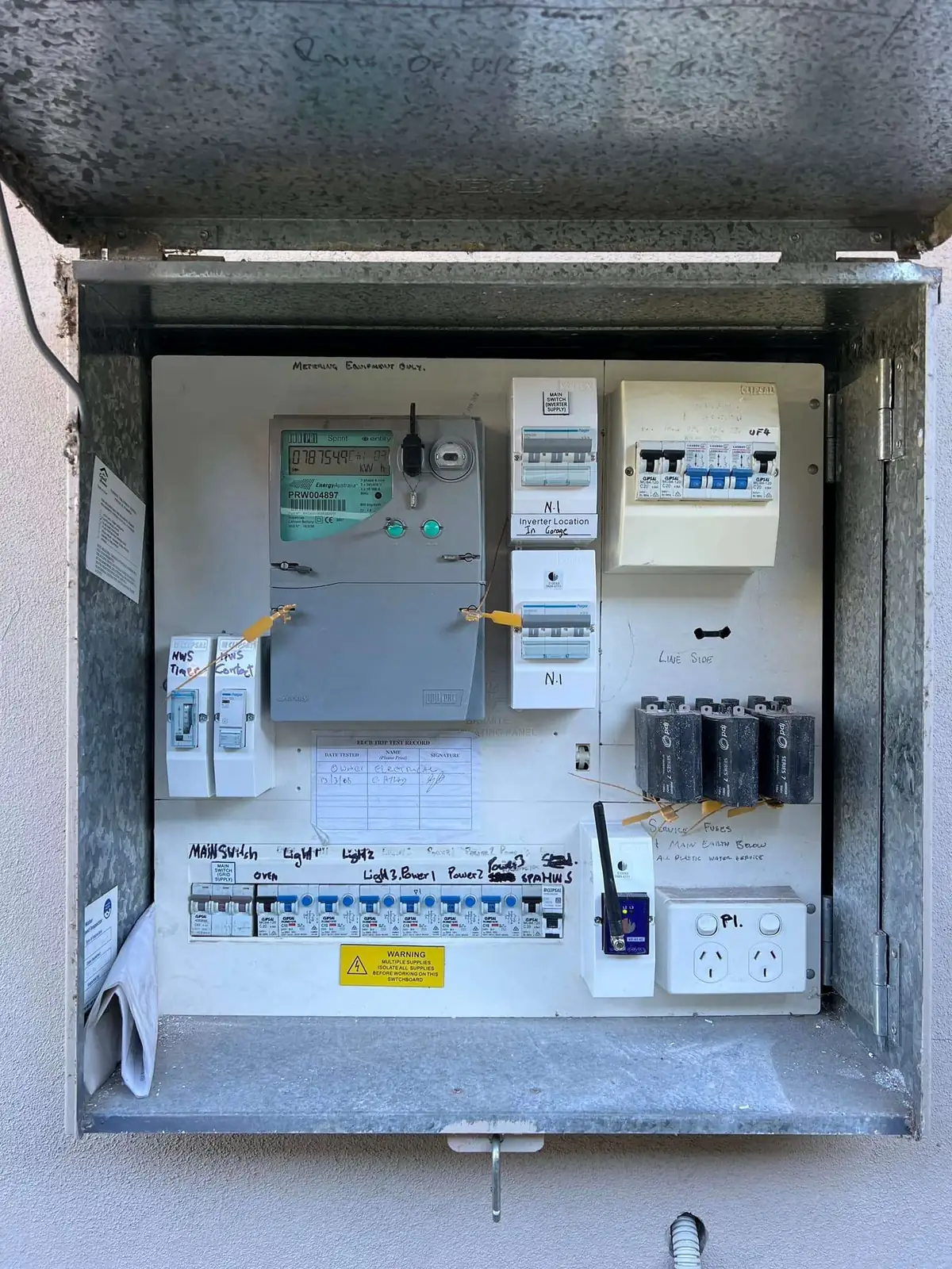New metering · labelled enclosure by Venux Electrical