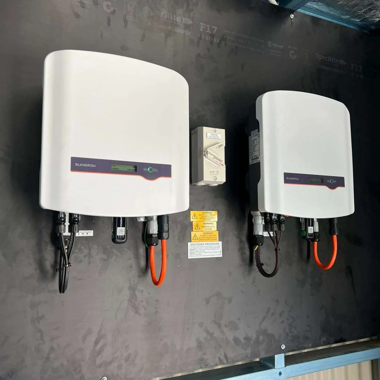 Two inverters · wall mounted by Venux Electrical